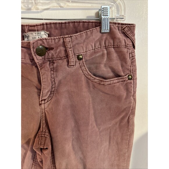 Free People PINK Skinny Corduroy Pants 30 Cotton Blend Retro Spring Lightweight - Picture 3 of 7